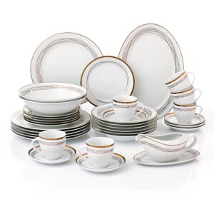 Waterside 35pc Gold Swirl Dinner Set White;Gold 35 Waterside 35pc Gold Swirl Dinner Set White;Gold 35