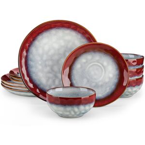 Vancasso 12-Piece Stoneware Dinner Set - Service for 4 Red 12 Vancasso 12-Piece Stoneware Dinner Set - Service for 4 Red 12