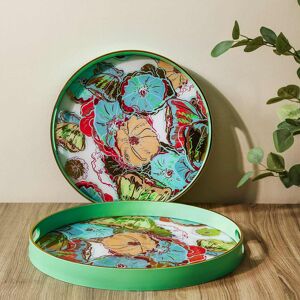 Fairmont Park Akasya 2 piece Glass Decoration Tray for Living Room Decor, Agate Design Round Plastic Serving Tray Green 42cm W X 42cm D X 4cm H Fairmont Park Akasya 2 piece Glass Decoration Tray for Living Room Decor, Agate Design Round Plastic Serving Tray Green 42cm W X 42cm D X 4cm H