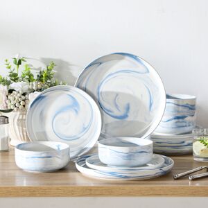 MALACASA 12-Piece Porcelain China Dinnerware Set - Service for 4 Blue/White 12 MALACASA 12-Piece Porcelain China Dinnerware Set - Service for 4 Blue/White 12