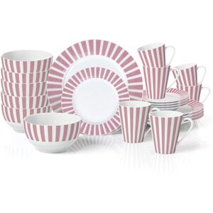 Waterside 24 Piece Porcelain China Dinnerware Set - Service for 6 Pink 24 Waterside 24 Piece Porcelain China Dinnerware Set - Service for 6 Pink 24