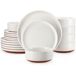 MALACASA 18 Piece Stoneware Dinnerware Set - Service for 6 White 18 MALACASA 18 Piece Stoneware Dinnerware Set - Service for 6 White 18