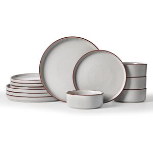 Latitude Run 12-Piece Stoneware Dinnerware Set - Service For 4 Light Gray 12 Latitude Run 12-Piece Stoneware Dinnerware Set - Service For 4 Light Gray 12
