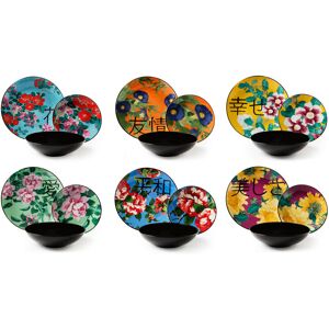 Excelsa Furisode 18 Piece Dinnerware Set, Service for 6 Blue;Black;Yellow 18 Excelsa Furisode 18 Piece Dinnerware Set, Service for 6 Blue;Black;Yellow 18