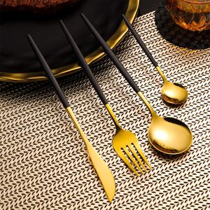 Canora Grey Andinoh 24 Piece Stainless Steel Cutlery Set , Service for 6 Satin Black 24 Canora Grey Andinoh 24 Piece Stainless Steel Cutlery Set , Service for 6 Satin Black 24