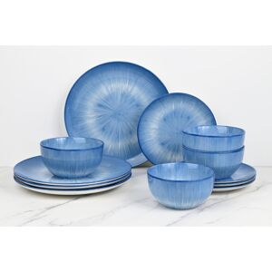 Waterside 12pc Reactive Glaze Porcelain Dinner Set Blue 12 Waterside 12pc Reactive Glaze Porcelain Dinner Set Blue 12