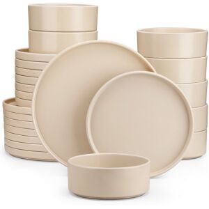 Vancasso Stoneware Dinnerware - Set of 24 Beige Yellow 24 Vancasso Stoneware Dinnerware - Set of 24 Beige Yellow 24