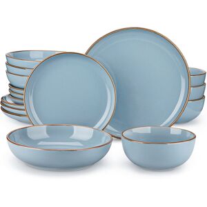 Vancasso Stoneware Dinnerware - Set of 16 Blue 16 Vancasso Stoneware Dinnerware - Set of 16 Blue 16