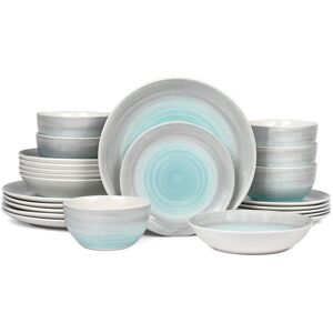 Waterside 24 Piece Porcelain China Dinnerware Set - Service for 4 Blue;Grey 24 Waterside 24 Piece Porcelain China Dinnerware Set - Service for 4 Blue;Grey 24