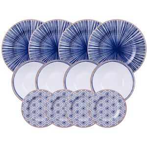 Tramontina 12 Piece Porcelain Dinnerware Set - Service for 4 Blue and White 12 Tramontina 12 Piece Porcelain Dinnerware Set - Service for 4 Blue and White 12