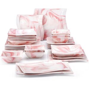 MALACASA 26-Piece Porcelain China Dinnerware Set, Service For 6 Pink 26 MALACASA 26-Piece Porcelain China Dinnerware Set, Service For 6 Pink 26