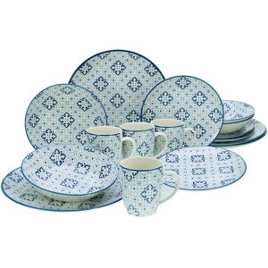 CREATABLE Yara Blue 16-piece Dinnerware Set - Mediterranean Style CREATABLE Yara Blue 16-piece Dinnerware Set - Mediterranean Style
