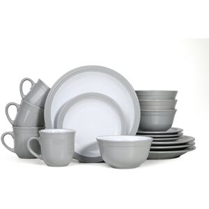 Waterside 16 Piece Dinnerware Set, Service for 4 White/Grey 16 Waterside 16 Piece Dinnerware Set, Service for 4 White/Grey 16