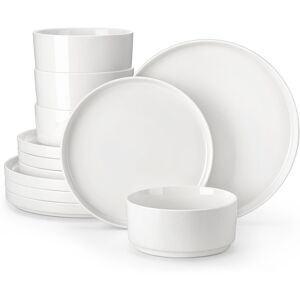 MALACASA 12 Piece Porcelain China Dinnerware Set - Service for 4 White 12 MALACASA 12 Piece Porcelain China Dinnerware Set - Service for 4 White 12
