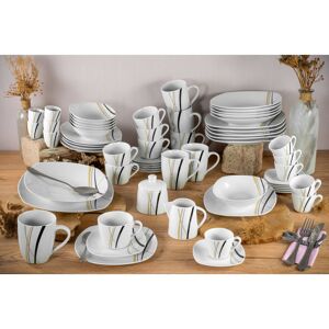 Creatable Square 62 Piece Porcelain Dinnerware Set - Service for 6 Black;White;Beige 62 Creatable Square 62 Piece Porcelain Dinnerware Set - Service for 6 Black;White;Beige 62