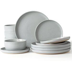 Latitude Run 12 Piece Stoneware Dinnerware Set - Service for 4 Light Grey 12 Latitude Run 12 Piece Stoneware Dinnerware Set - Service for 4 Light Grey 12