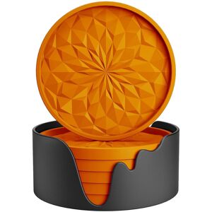 East Urban Home 3.9" 6-Pack Orange Silicone Coasters with Holder - Non-Slip Drink Mat Orange 9.91cm W East Urban Home 3.9" 6-Pack Orange Silicone Coasters with Holder - Non-Slip Drink Mat Orange 9.91cm W