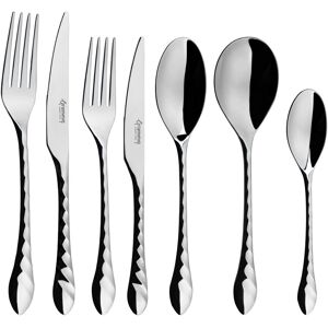 Grunwerg Rivers Collection 56 Piece Stainless Steel Cutlery Set , Service for 8, Whitting Silver 56 Grunwerg Rivers Collection 56 Piece Stainless Steel Cutlery Set , Service for 8, Whitting Silver 56