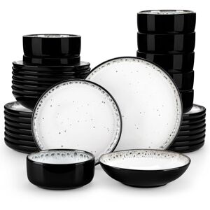 Vancasso 32 Piece Stoneware Dinnerware Set - Service for 8 White/Black 32 Vancasso 32 Piece Stoneware Dinnerware Set - Service for 8 White/Black 32
