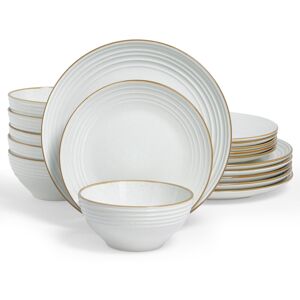 Beachcrest Home 18 Piece Stoneware Dinnerware Set - Service for 6 Gold White 18 Beachcrest Home 18 Piece Stoneware Dinnerware Set - Service for 6 Gold White 18