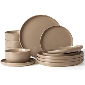 Latitude Run 12 Piece Stoneware Dinnerware Set - Service for 4 Brown 12 Latitude Run 12 Piece Stoneware Dinnerware Set - Service for 4 Brown 12