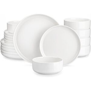 MALACASA 18-Piece Porcelain China Dinnerware Set, Service For 6 White;Ivory 18 MALACASA 18-Piece Porcelain China Dinnerware Set, Service For 6 White;Ivory 18