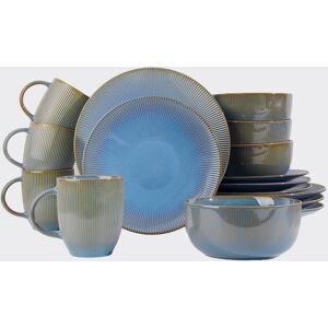 Waterside 16pc Reactive Glaze Porcelain Dinner Set Blue 16 Waterside 16pc Reactive Glaze Porcelain Dinner Set Blue 16