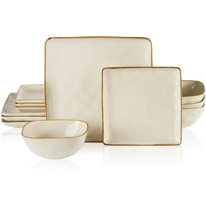 August Grove 12 Piece Stoneware Dinnerware Set - Service for 4 Vanilla White 12 August Grove 12 Piece Stoneware Dinnerware Set - Service for 4 Vanilla White 12