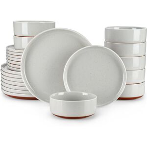 MALACASA 24 Piece Stoneware Dinnerware Set - Service for 8 Grey 24 MALACASA 24 Piece Stoneware Dinnerware Set - Service for 8 Grey 24