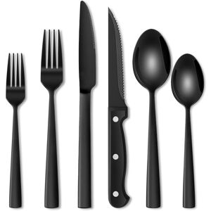 Brayden Studio Callye 36 Piece Stainless Steel Cutlery Set , Service for 6 Black 36 Brayden Studio Callye 36 Piece Stainless Steel Cutlery Set , Service for 6 Black 36