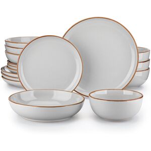 Vancasso Stoneware Dinnerware - Set of 16 Grey 16 Vancasso Stoneware Dinnerware - Set of 16 Grey 16