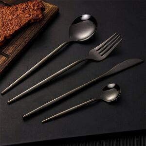 Ebern Designs Mendi 24 Piece Stainless Steel Cutlery Set , Service for 6 Matte Black 24 Ebern Designs Mendi 24 Piece Stainless Steel Cutlery Set , Service for 6 Matte Black 24