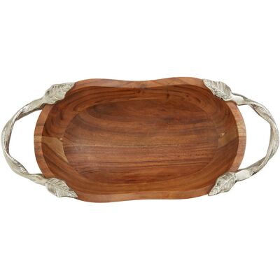 Alpen Home Gaerwn Wood Serving Bowl Silver;Brown 39cm W Alpen Home Gaerwn Wood Serving Bowl Silver;Brown 39cm W