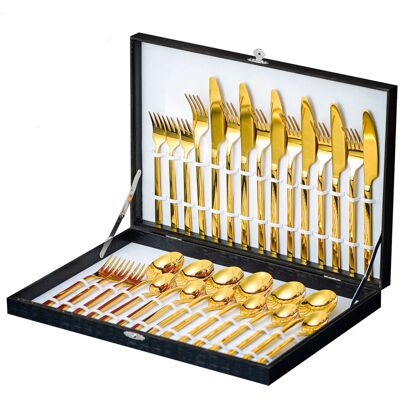 Fairmont Park Ophelia & Co. Vitiello 30 Piece Stainless Steel Cutlery Set , Service for 6 Gold 30 Fairmont Park Ophelia & Co. Vitiello 30 Piece Stainless Steel Cutlery Set , Service for 6 Gold 30