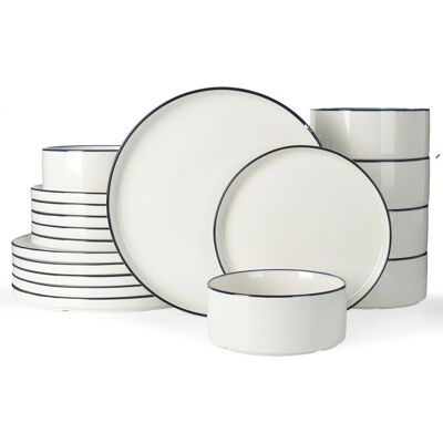 Latitude Run 18-Piece Porcelain Dinnerware Set - Service For 6 White/Blue 18 Latitude Run 18-Piece Porcelain Dinnerware Set - Service For 6 White/Blue 18
