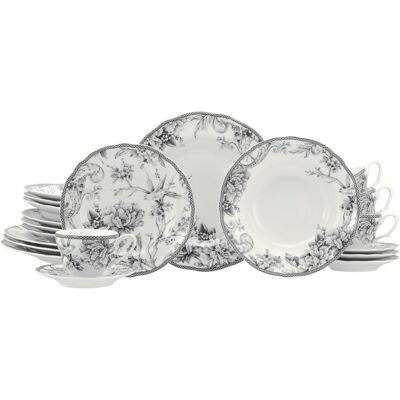 Creatable Adelaide, dinnerware set 20 pieces White/Gray 20 Creatable Adelaide, dinnerware set 20 pieces White/Gray 20