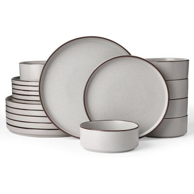 Latitude Run 18-Piece Stoneware Dinnerware Set - Service For 6 Light Gray 18 Latitude Run 18-Piece Stoneware Dinnerware Set - Service For 6 Light Gray 18
