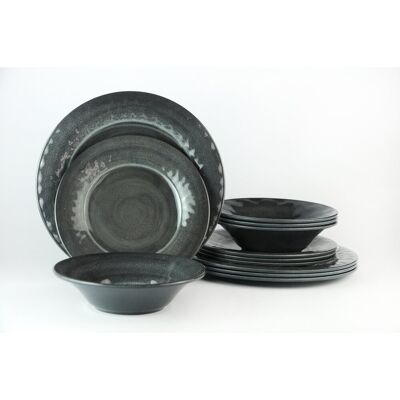 Brambly Cottage Surber 12 Piece Melamine Dinnerware Set Grey 1 Brambly Cottage Surber 12 Piece Melamine Dinnerware Set Grey 1