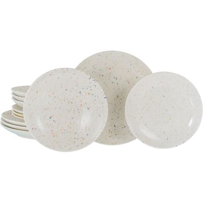 Creatable Confetti 12 Piece Stoneware Dinnerware Set - Service for 4 Cream coloured Creatable Confetti 12 Piece Stoneware Dinnerware Set - Service for 4 Cream coloured