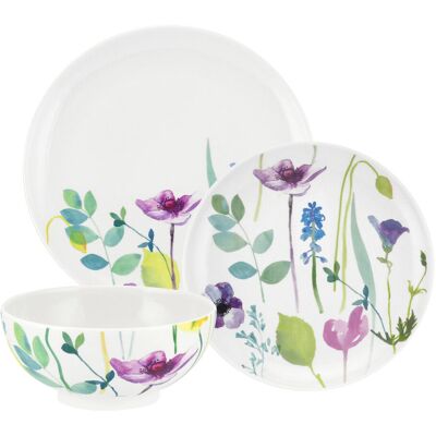 Portmeirion Water Garden 12 Piece Dinner Set Pink;Green;White 12 Portmeirion Water Garden 12 Piece Dinner Set Pink;Green;White 12