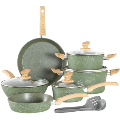 Blue Elephant 8 - Piece Non-Stick Aluminum Cookware Set Green/Natural 8 Blue Elephant 8 - Piece Non-Stick Aluminum Cookware Set Green/Natural 8