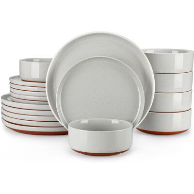 MALACASA 18 Piece Stoneware Dinnerware Set - Service for 6 Gray 18 MALACASA 18 Piece Stoneware Dinnerware Set - Service for 6 Gray 18