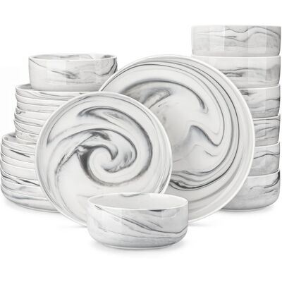 MALACASA 24 Piece Porcelain China Dinnerware Set - Service for 8 Grey 24 MALACASA 24 Piece Porcelain China Dinnerware Set - Service for 8 Grey 24