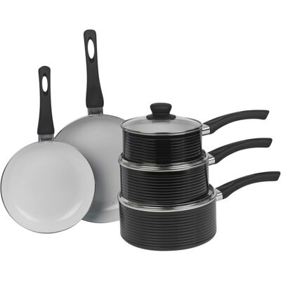 Metro Damauni 8 - Piece Aluminum Cookware Set Black 8 Metro Damauni 8 - Piece Aluminum Cookware Set Black 8
