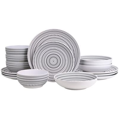 Waterside 16pc Pad Print Stoneware Dinner Set White 16 Waterside 16pc Pad Print Stoneware Dinner Set White 16