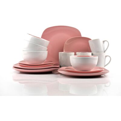 Waterside Nova 16 pcs. Dinner service for 4 people Pink/White 16 Waterside Nova 16 pcs. Dinner service for 4 people Pink/White 16