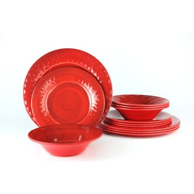 Brambly Cottage Surber 12 Piece Melamine Dinnerware Set Red 1 Brambly Cottage Surber 12 Piece Melamine Dinnerware Set Red 1