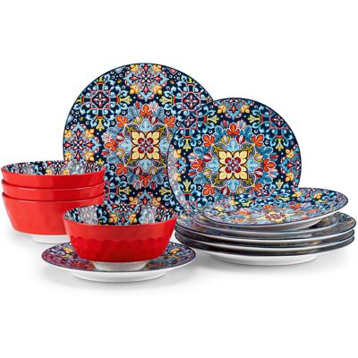 Vancasso 12 Piece Dinnerware Set - Service for 4 colorful 12 Vancasso 12 Piece Dinnerware Set - Service for 4 colorful 12
