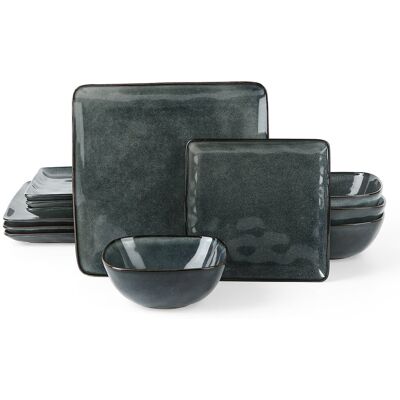 August Grove 12 Piece Stoneware Dinnerware Set - Service for 4 Deep Forest August Grove 12 Piece Stoneware Dinnerware Set - Service for 4 Deep Forest