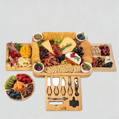 Lily Manor Bamboo Cheese Board Natural 40cm W X 33cm L X 9cm H Lily Manor Bamboo Cheese Board Natural 40cm W X 33cm L X 9cm H